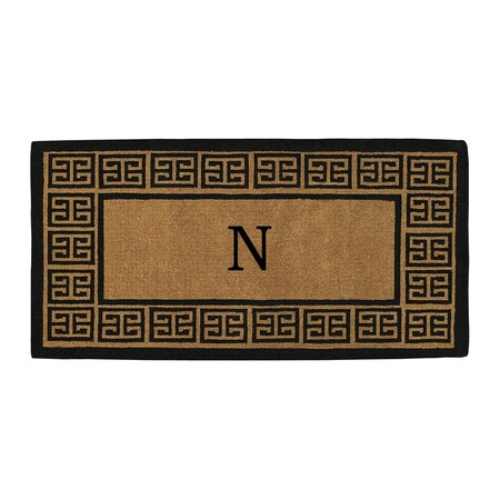 Monogram Door Mat, Black, Natural, 18 in W x 30 in L